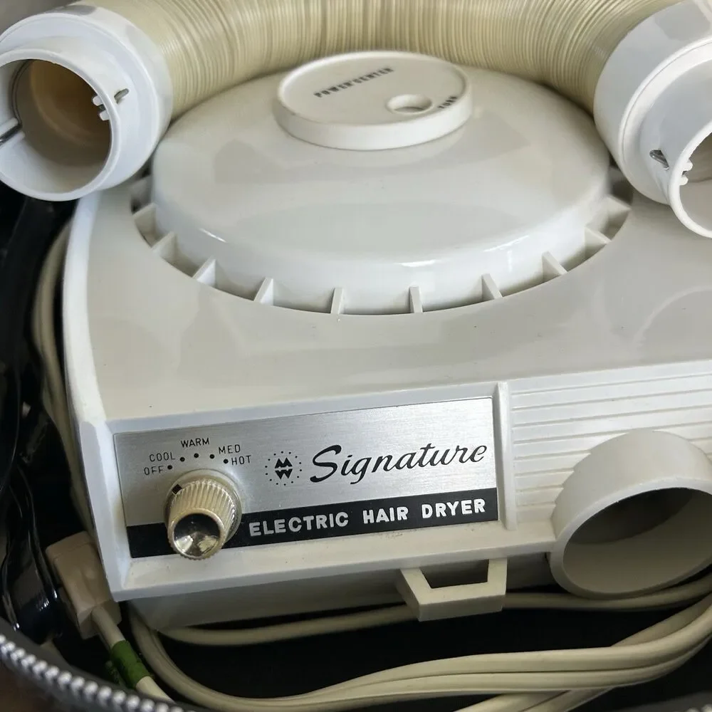 Vintage Signature Portable Electric Hair Dryer With Hat Box - Tested/Works Japan